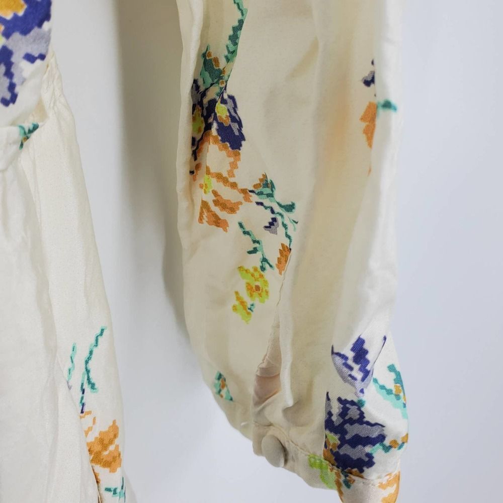 BAND OF OUTSIDERS womens 1/S/4 Girl ivory floral pleated skirt silk dress - Picture 5 of 9
